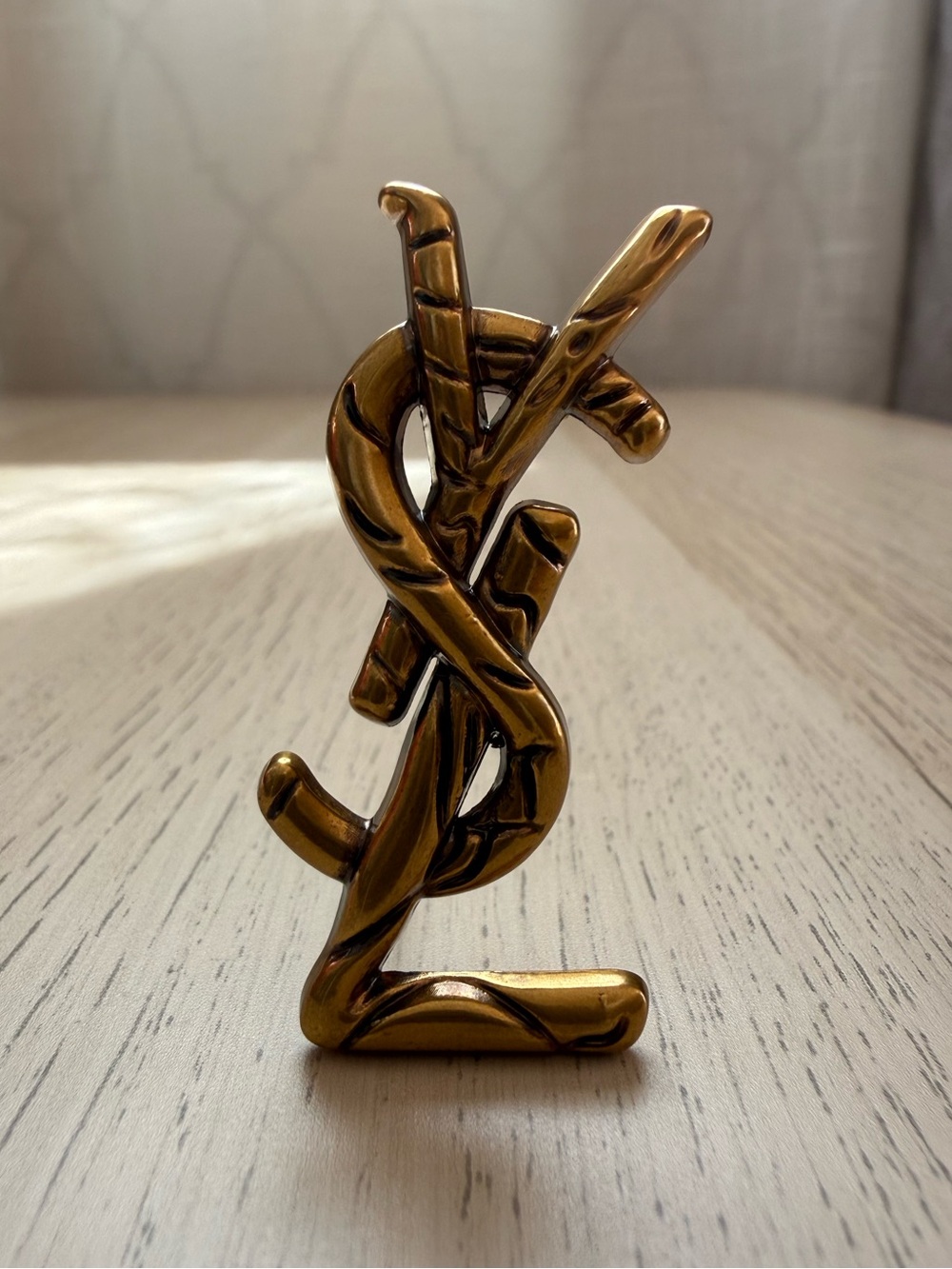 Gold YSL Logo Sculpture Decorative Accent